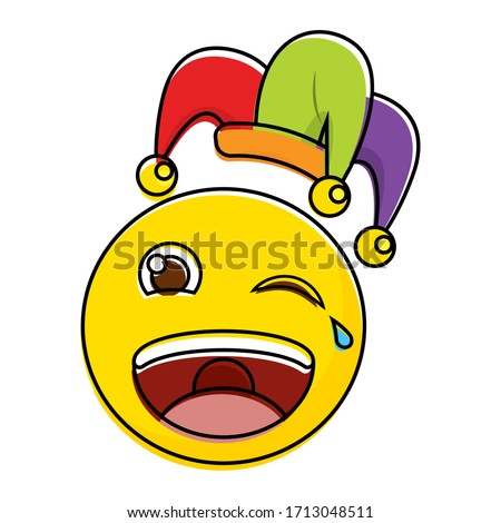 Hapy emoji with a harlequin hat - Vector