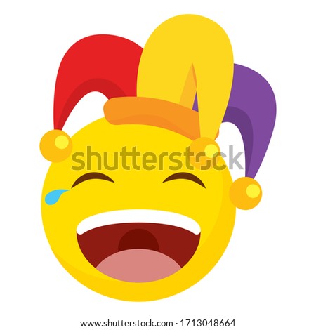 Hapy emoji with a harlequin hat - Vector