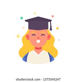 Hapy female graduated the university avatar icon illustration