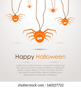 Hapy Halloween Background With Cute Spiders