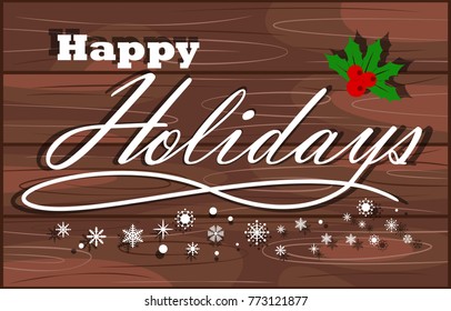 Hapy holiday with wood background vector illustration