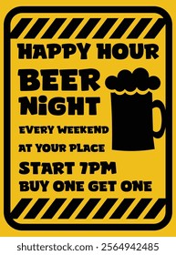 hapy hour beer night party poster flyer or social media post design