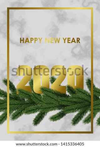 Hapy New 2020 Year card with christmas tree