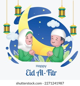 Feliz Eid Mubarak. Muchacha musulmana celebrando Eid Mubarak.