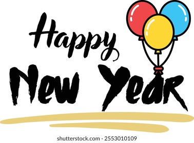 Haqppy Nuevo año de diseño de efectos de texto