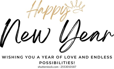 Haqppy Nuevo año de diseño de efectos de texto