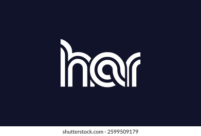HAR Creative Unique Modern Letter Logo Design. Stylized logo featuring a unique letter design, presenting abstract minimalist aesthetics and modern appeal.