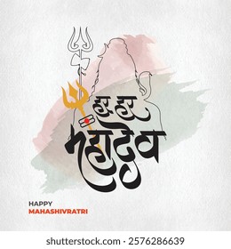 Har Har Mahadev Poster design with Hindi Design. Eng means Maha Shivratri.