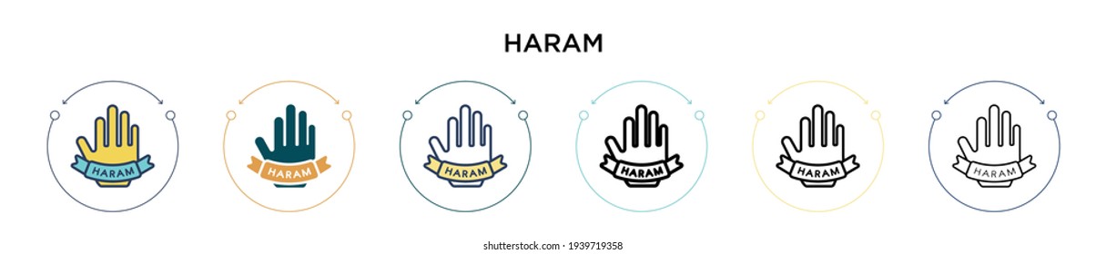 Haram icon in filled, thin line, outline and stroke style. Vector illustration of two colored and black haram vector icons designs can be used for mobile, ui, web