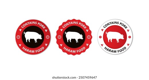 Haram label stamp sign vector isolated with text announcement warning the haram food contains pork label for product manufacture, food and baverage agriculture sign symbol vector illustration