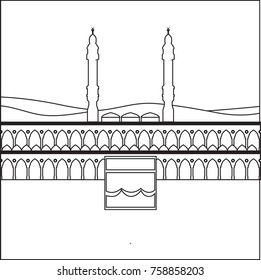 Haram mosque outline vector drawn