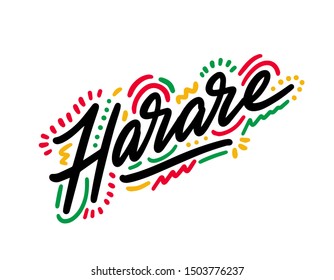 Harare city text design on background for typographic logo icon design