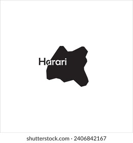 Harari map of Ethiopia and black lettering design on white background