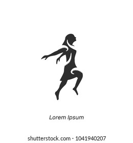 Harassment vector illustration, flat silhouette, banner danger at work, silhouette of a woman, girls, tentacles of an octopus, hold, smother, grasp, black, white, abused