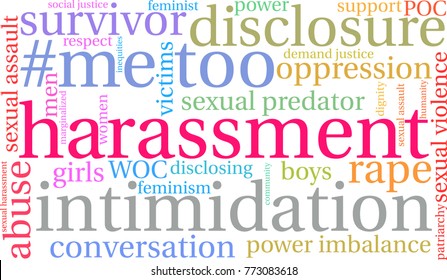 Harassment word cloud on a white background. 