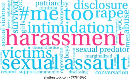 Harassment word cloud on a white background. 