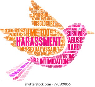 Harassment word cloud on a white background. 
