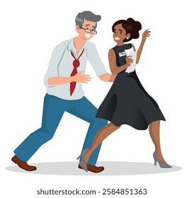 harassment in the workplace, inconvenient man trying to kiss a frightened woman. vector illustration.