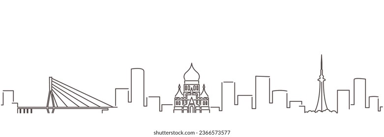Harbin Dark Line Simple Minimalist Skyline With White Background