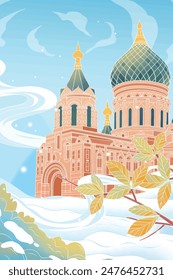 Harbin Russia's ancient buildings in the snowy scenery