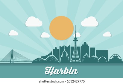 Harbin skyline - China - vector illustration
