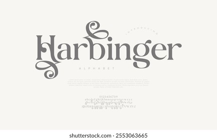 Harbinger typografie schönheit mode elegante minimalistische serif italic schriftarten dekorative hochzeit vintage retro logos. Minimal luxuriöse Schriftart Alphabet Logo. Vektorgrafik