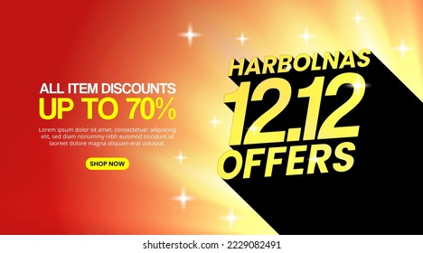 Harbolnas 12 12 or Indonesia online shopping day background with shadow text