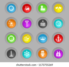 harbor colored plastic round buttons vector icons for web and user interface design