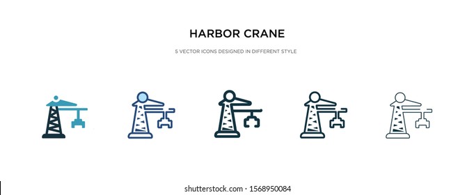 harbor crane icon in different style vector illustration. two colored and black harbor crane vector icons designed in filled, outline, line and stroke style can be used for web, mobile, ui