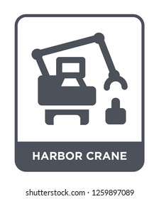 harbor crane icon vector on white background, harbor crane trendy filled icons from Industry collection, harbor crane simple element illustration