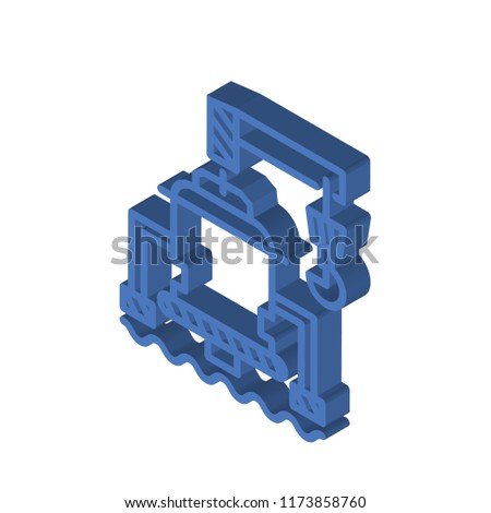 Harbor crane isometric left top view 3D icon