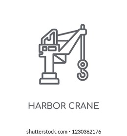 Harbor crane linear icon. Modern outline Harbor crane logo concept on white background from Industry collection. Suitable for use on web apps, mobile apps and print media.