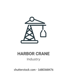Harbor crane outline vector icon. Thin line black harbor crane icon, flat vector simple element illustration from editable industry concept isolated stroke on white background