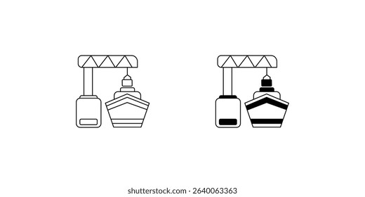 harbor crane set icon with white background vector stock illustration