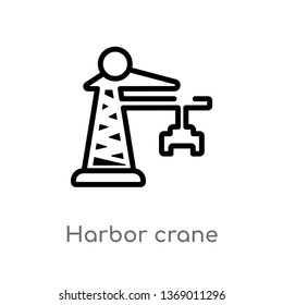harbor crane vector line icon. Simple element illustration. harbor crane outline icon from industry concept. Can be used for web and mobile