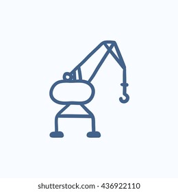 Harbor crane vector sketch icon isolated on background. Hand drawn Harbor crane icon. Harbor crane sketch icon for infographic, website or app.