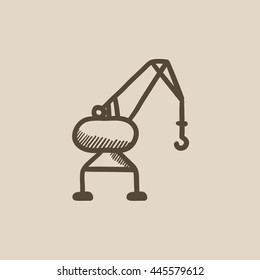 Harbor crane vector sketch icon isolated on background. Hand drawn Harbor crane icon. Harbor crane sketch icon for infographic, website or app.