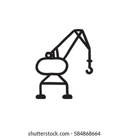 Harbor crane vector sketch icon isolated on background. Hand drawn Harbor crane icon. Harbor crane sketch icon for infographic, website or app.