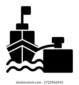 Estilo de línea de icono de muelle de puerto transparente