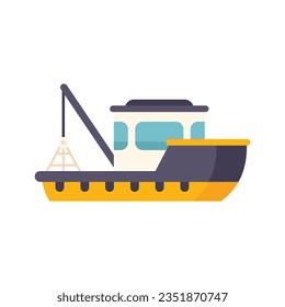 Harbor fish boat icon flat vector. Fishing ship. Marine vessel isolated