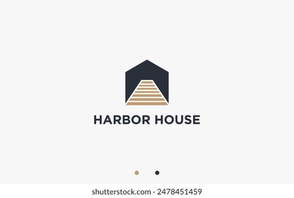 harbor house logo design vector silhouette illustration