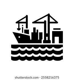 Harbor Icon Vector with Monochrome Style Isolated on White Background