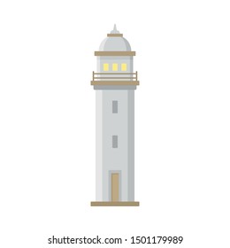 Harbor lighthouse icon. Flat illustration of harbor lighthouse vector icon for web design