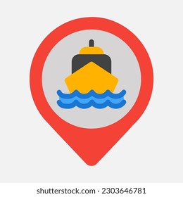 Harbor location icon in flat style, use for website mobile app presentation