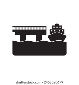 Harbor pier logo icon,design vector illustration template