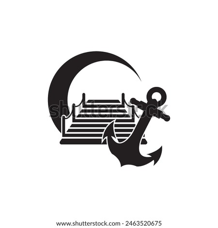 Harbor pier logo icon,design vector illustration template