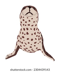 Harbor seal vector illustration isolated on white background. Seal baby. Ocean winter animal portrait. Walrus cow symbol. Sea lion cold ocean water animal.