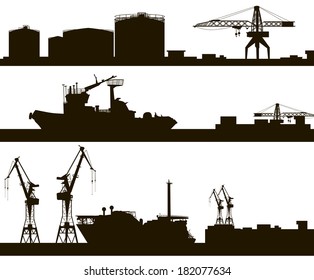 harbor skyline vector silhouette 