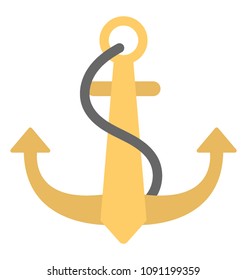
Harbor tool boat anchor flat icon
