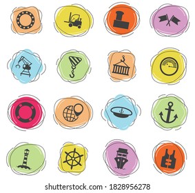 harbor vector icons for web and user interface design